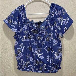 BCX Navy Floral Women's Blouse